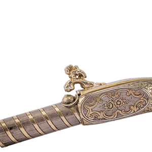 French parcel-gilt silver novelty snuff box in form of a double- barrelled flintlock pistol, circa 1850
