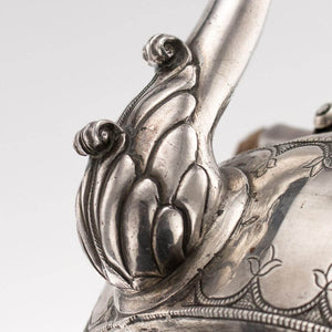 18th Century Antique Indian Silver Parcel Gilt Gold Tea Kettle India