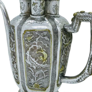 Antique Chinese Silver Parcel Gilt Wine Ewer, Rare Item, China – 17th/18th Century