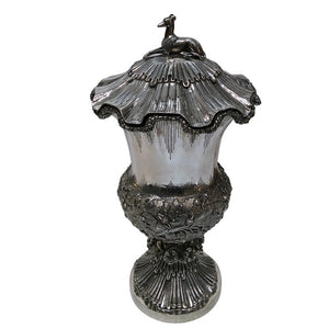 Antique Indian Colonial Silver Cup And Cover, Greyhound, Rococo Revival, Lattey Brothers, Calcutta (kolkata), India – 1842/55