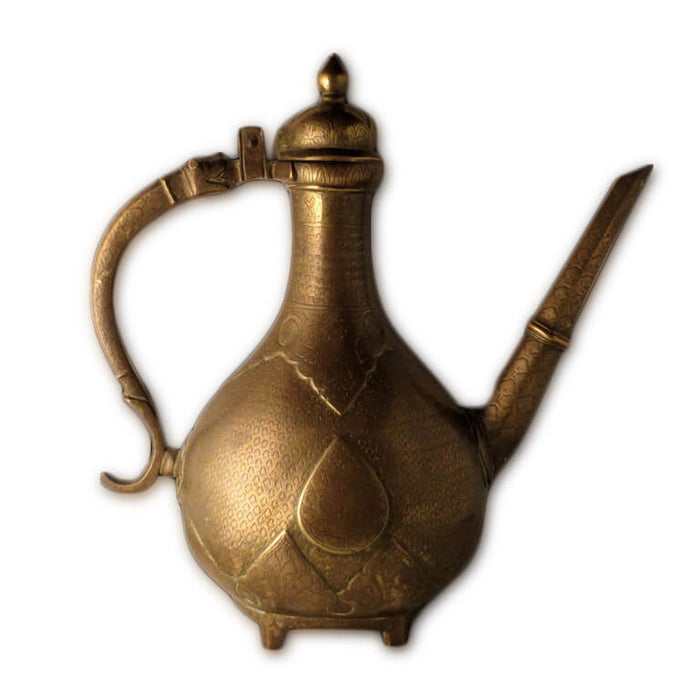 Antique Indian Ewer (aftaba), Cast Brass, Mughal India – 18th Century