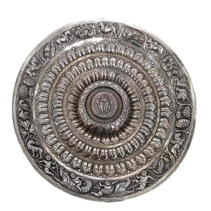Antique Indian Silver Lotus Plate Decorative Northern India–Early 20th Century