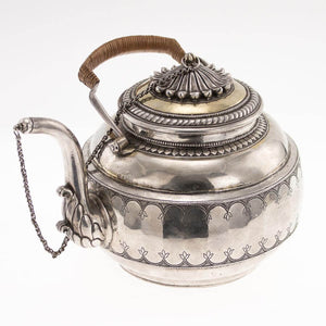 Antique Indian Silver Parcel Gilt Gold Tea Kettle India