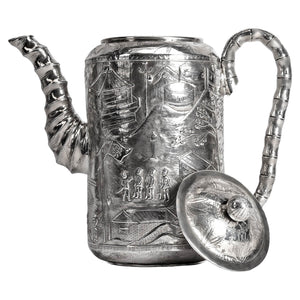 Antique Silver Chinese Coffee Pot Straits Circa 1900