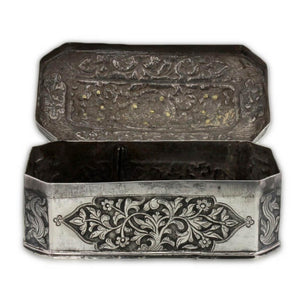 Antique Sumatran Silver Box Applied Gold Indonesia Sumatra 18th Century