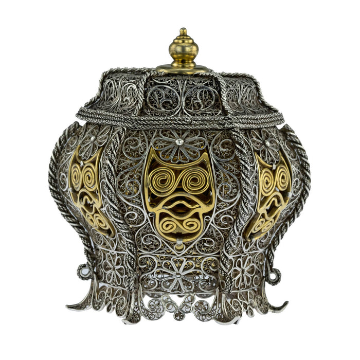Antique Sumatran Silver Parcel Gilt Betel Container, Indonesia - 18th Century