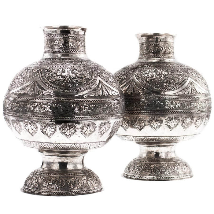 Antique Sumatran Silver Vases, A Pair, Riau Sultanate, Sumatra, Indonesia – 19th Century