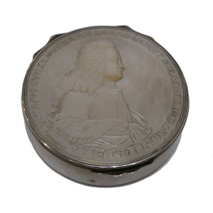 Antique Silver & M.o.p. Snuff Box, V.o.c., Willem Van Imhoff, Medallist Holtzhey, Batavia Or Holland – 1742