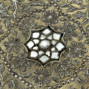Antique Mughal Silver Gilt Betel Pandan Tray, Turquoise Stones, India – 1750