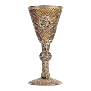 Chinese Silver Gilt Filigree Goblets