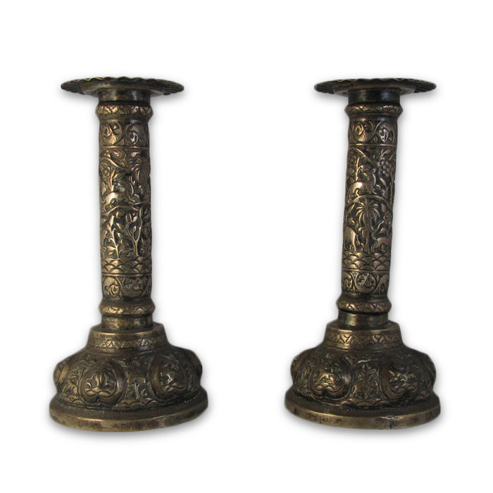 Antique Indian Silver Candlesticks, A Pair, Lucknow – 1890