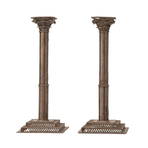 A fine pair of late 18th/ early 19th century silver and silver gilt filigree candlesticks, probably Dutch.