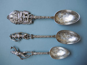 Extraordinary set of eleven silver spoons by Hitapa (Irapa) Buchana, based in Poona, India