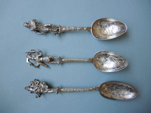 Extraordinary set of eleven silver spoons by Hitapa (Irapa) Buchana, based in Poona, India