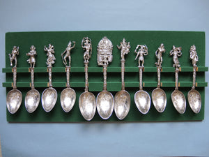 Extraordinary set of eleven silver spoons by Hitapa (Irapa) Buchana, based in Poona, India