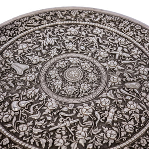 Antique Chinese Straits silver repousse cylindrical lidded box, mid-nineteenth century