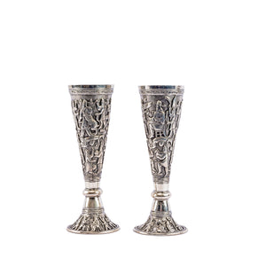 A Pair of Persian Silver Figural Vases, Shiraz, Iran c. 1930