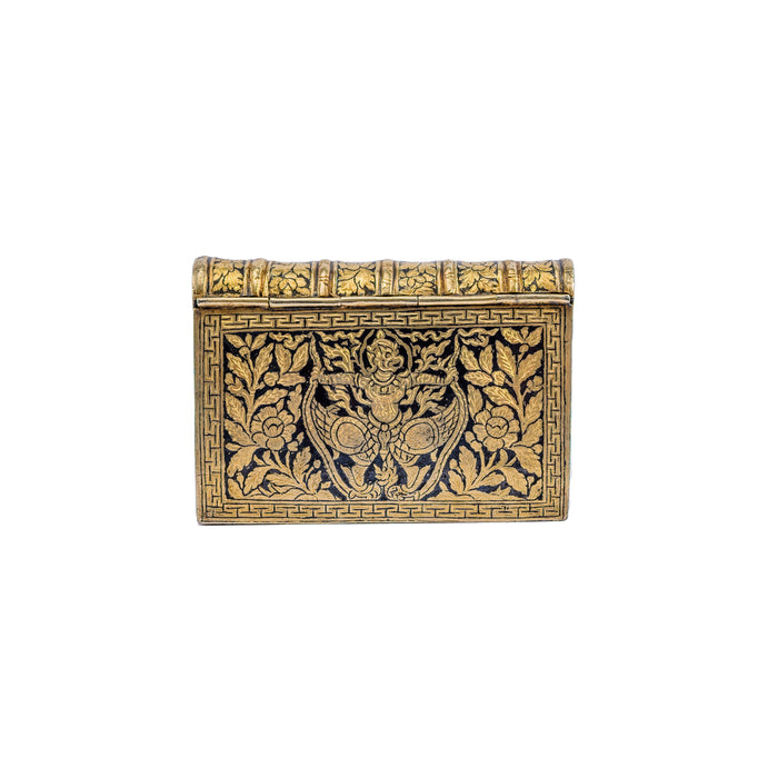 Antique Thai Silver Gilt and Niello Book Shaped Table Snuff Box, Siam (Thailand) 19th Century