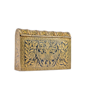 Antique Thai Silver Gilt and Niello Book Shaped Table Snuff Box, Siam (Thailand) 19th Century