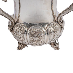 Antique Chinese Silver Loving Cup/Vase, Kylins & Dragons, Luen Hing, Shanghai circa 1900