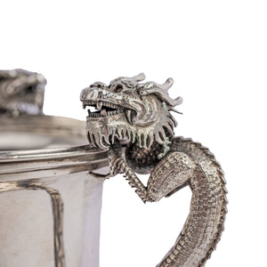 Antique Chinese Silver Loving Cup/Vase, Kylins & Dragons, Luen Hing, Shanghai circa 1900