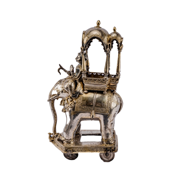 A fine and rare early 19th century Indian silver and parcel gilt Elephant toy.