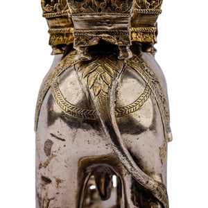 A fine and rare early 19th century Indian silver and parcel gilt Elephant toy.