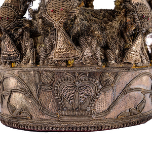 Antique Indian Crown Style Cap, Silver Gilt and Embroidered, Lucknow c. 1855 Lucknow Crown