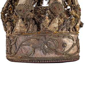 Antique Indian Crown Style Cap, Silver Gilt and Embroidered, Lucknow c. 1855 Lucknow Crown