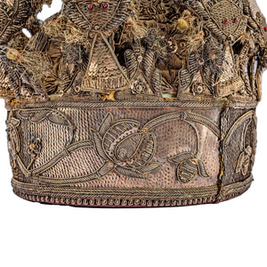 Antique Indian Crown Style Cap, Silver Gilt and Embroidered, Lucknow c. 1855 Lucknow Crown