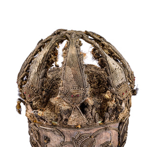 Antique Indian Crown Style Cap, Silver Gilt and Embroidered, Lucknow c. 1855 Lucknow Crown