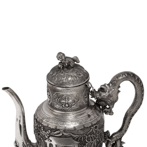 Straits Chinese Solid Silver Wine Ewer, 19th century