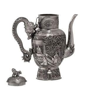 Straits Chinese Solid Silver Wine Ewer, 19th century