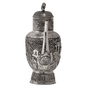 Straits Chinese Solid Silver Wine Ewer, 19th century