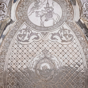 Vietnamese (French Cochinchina) Four Piece Solid Silver Tea Set, 19th century