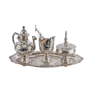 Vietnamese (French Cochinchina) Four Piece Solid Silver Tea Set, 19th century