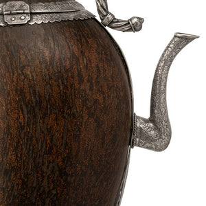 19th century Chinese Straits silver mounted coco-de-mer in the form of an ewer or teapot.