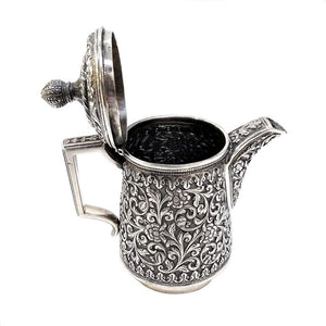 Antique Indian Silver Lidded Jug, Oomersi Mawji, Bhuj, Kutch (cutch), India – 1890