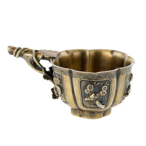 Antique Chinese Silver Gilt Libation Cup, Floriform, Crabstock Handle, Kangxi, China – Circa 1700