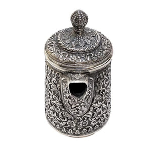 Antique Indian Silver Lidded Jug, Oomersi Mawji, Bhuj, Kutch (cutch), India – 1890