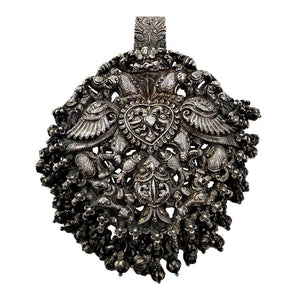 Antique Indian Silver Chatelaine Hanger, Temple Style, Trichinopoly (tiruchirappalli), India C. 1880