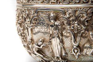 Antique Burmese Silver Bowl, Important, Large Size, Maung Shwe Yon, Rangoon (yangon), Burma (myanmar) – Circa 1885