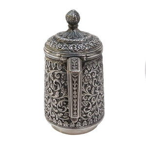 Antique Indian Silver Lidded Jug, Oomersi Mawji, Bhuj, Kutch (cutch), India – 1890