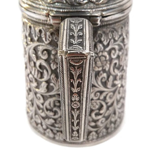 Antique Indian Silver Lidded Jug, Oomersi Mawji, Bhuj, Kutch (cutch), India – 1890