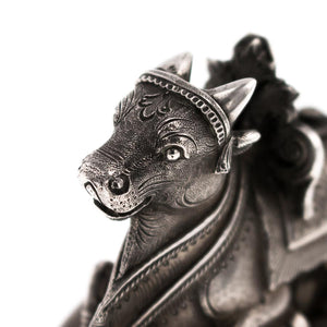 Antique Indian Silver Menu Holders, A Pair, Nandi, C Krishniah Chetty, Bangalore, India – Circa 1900