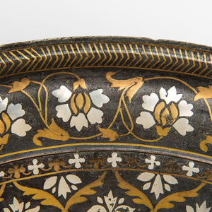 Antique Indian Bidriware Salver (thali), Silver And Brass Inlay, Deccan, India – 18th Century