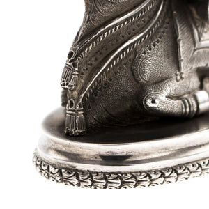 Antique Indian Silver Menu Holders, A Pair, Nandi, C Krishniah Chetty, Bangalore, India – Circa 1900