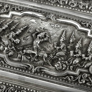 Antique Burmese Silver Figural Table Box, Lower Burma (Myanmar)  -  Mid 19th Century