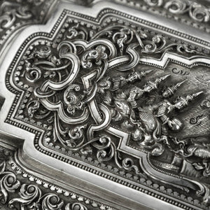 Antique Burmese Silver Figural Table Box, Lower Burma (Myanmar)  -  Mid 19th Century