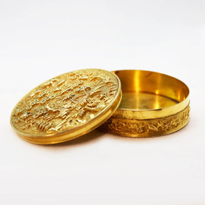 Antique Chinese Gilded Copper Circular Lidded Box, China – 17th Century